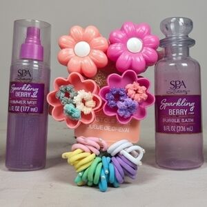 Sparkling Berry Shimmer Mist,  Bubble Bath & Flower Treat Containers